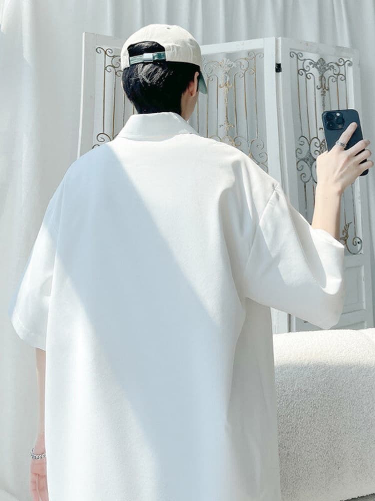 柄シャツ 彩りお絵描き風花柄シャツ