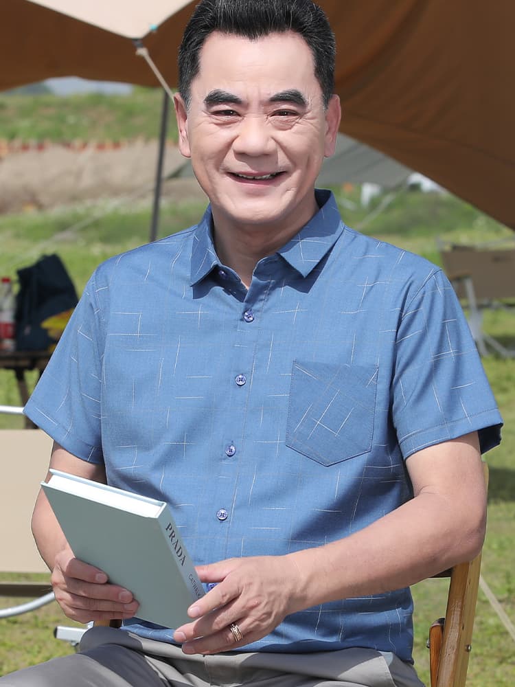 柄シャツ 紳士の格子柄半袖シャツ