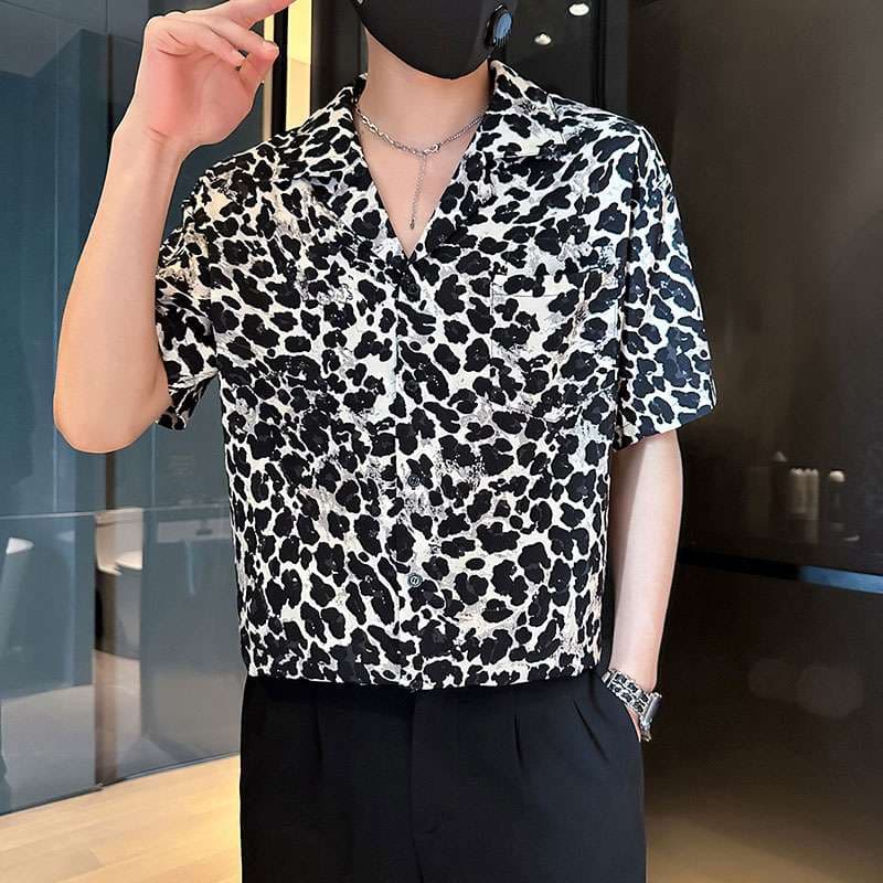 ヒョウ柄シャツ 夏向けアニマルルーズシャツ