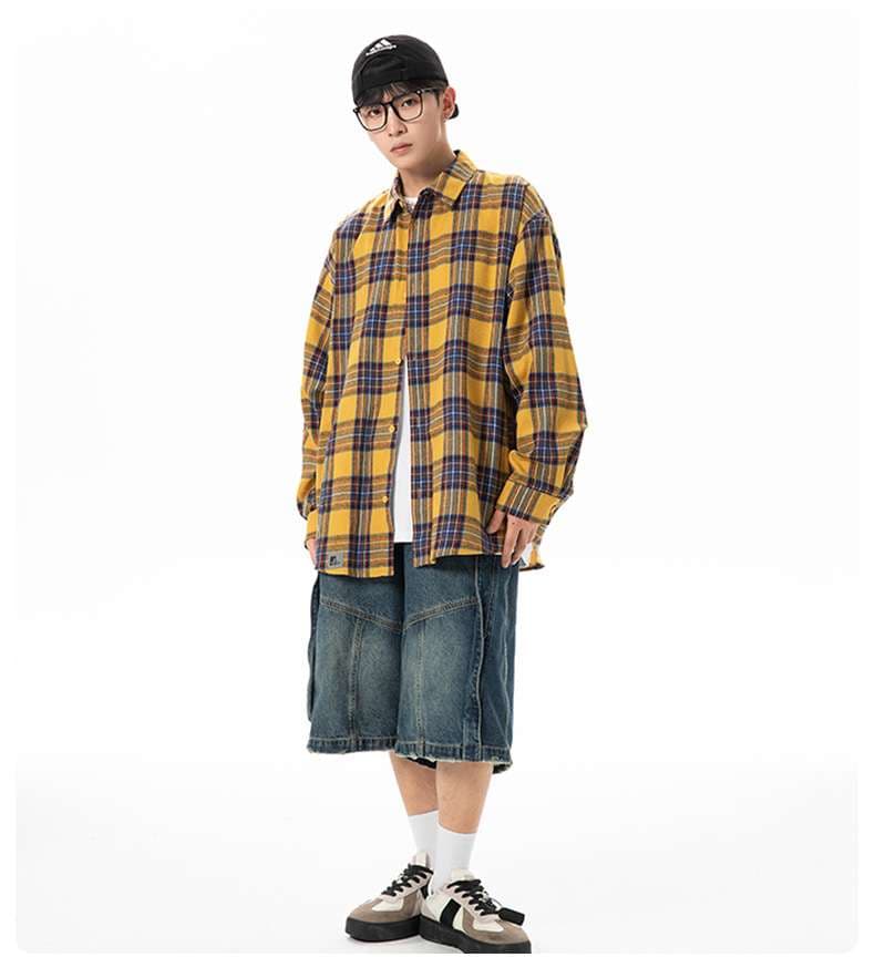 チェック柄シャツ　クラシック オーバーサイズ 柄シャツ