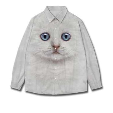 神秘的な瞳の猫柄シャツ
