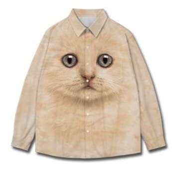 神秘的な瞳の猫柄シャツ