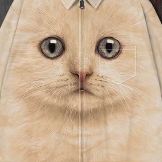 神秘的な瞳の猫柄シャツ