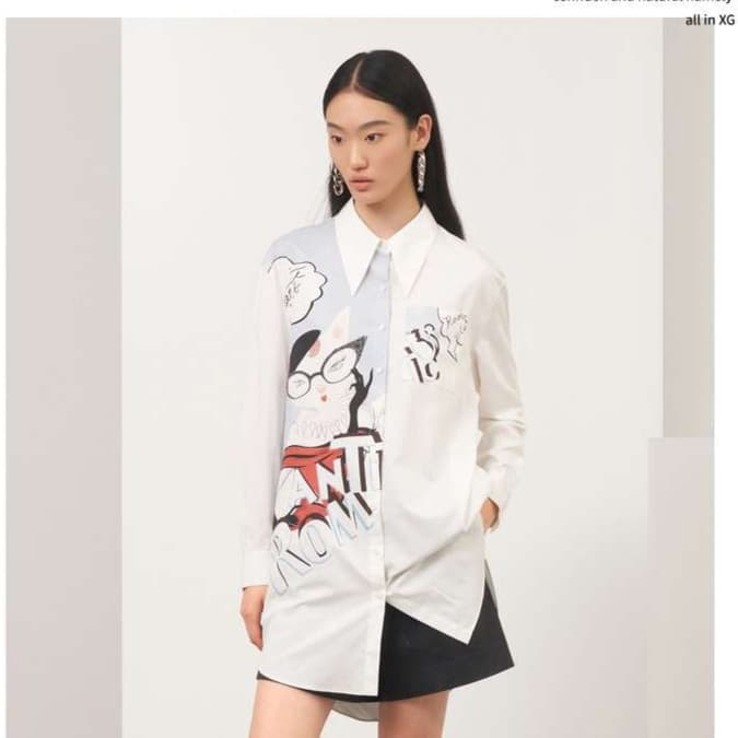 猫柄シャツ　メガネ猫イラストの遊び心溢れる柄シャツ