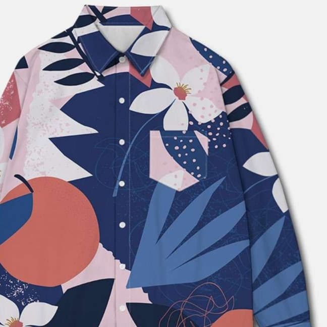 花柄シャツ　トロピカルリゾート花柄シャツ