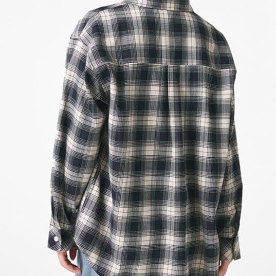 柄シャツ 柄シャツ 格子模様のゆったりシャツ