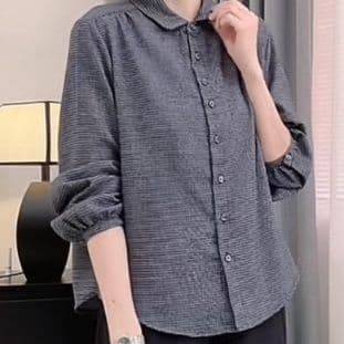柄シャツ 柄シャツ 細格子ゆったりシルエットシャツ