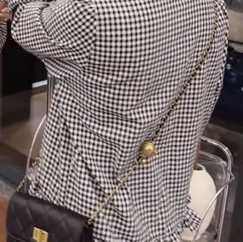 柄シャツ 柄シャツ 格子模様フリルトップス