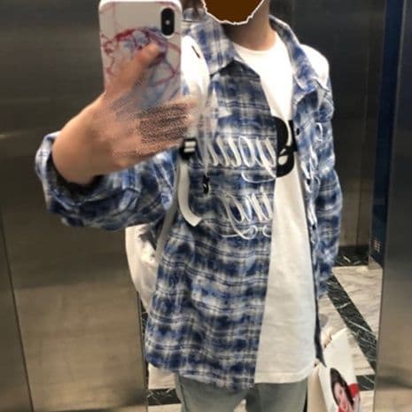 柄シャツ 柄シャツ クラシック格子模様オーバーシャツ