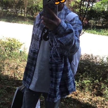 柄シャツ 柄シャツ クラシック格子模様オーバーシャツ