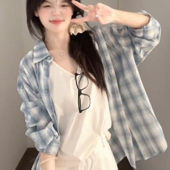 柄シャツ 涼やか爽快チェック柄シャツ