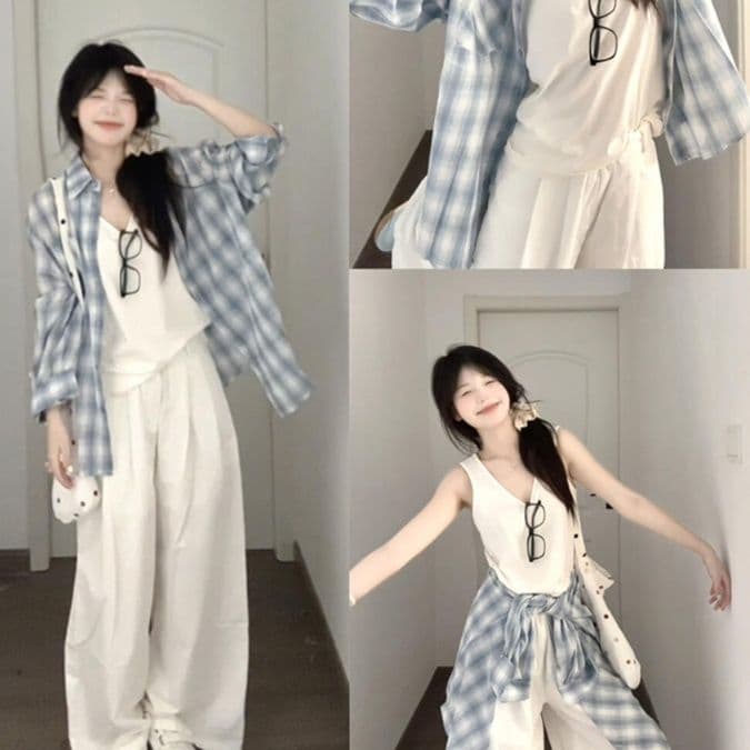 柄シャツ 涼やか爽快チェック柄シャツ