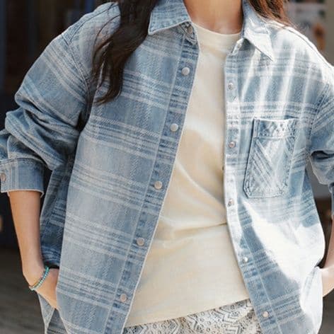 柄シャツ 柄シャツ さわやか格子模様ゆったりシャツ