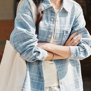 柄シャツ 柄シャツ さわやか格子模様ゆったりシャツ