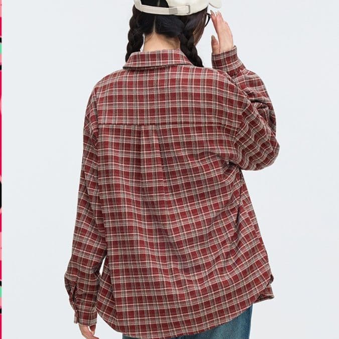 柄シャツ 柄シャツ 伝統格子模様のゆったりシャツ
