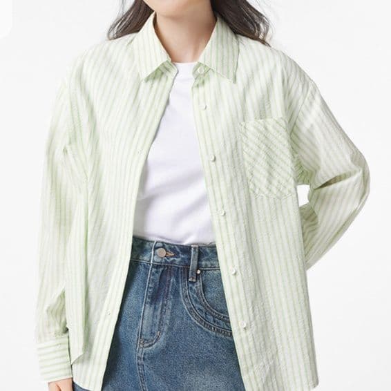 柄シャツ 柄シャツ 爽やか縦縞コットンシャツ