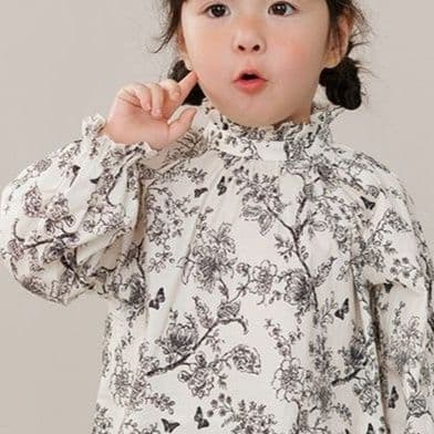 柄シャツ 柄シャツ 優美な蝶々花柄スタンドカラーブラウス
