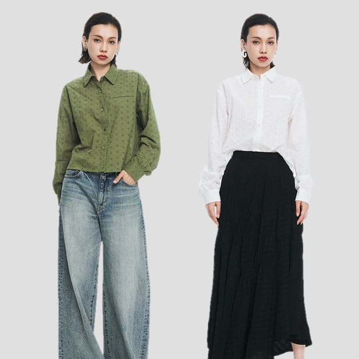 柄シャツ 柄シャツ 小花模様の上品な刺繍シャツ