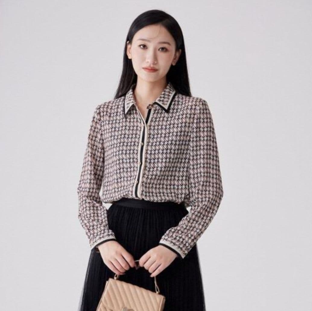 柄シャツ 柄シャツ 格子模様ストライプシャツ