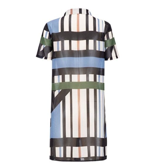 柄シャツ モダンブロックチェックシャツワンピース