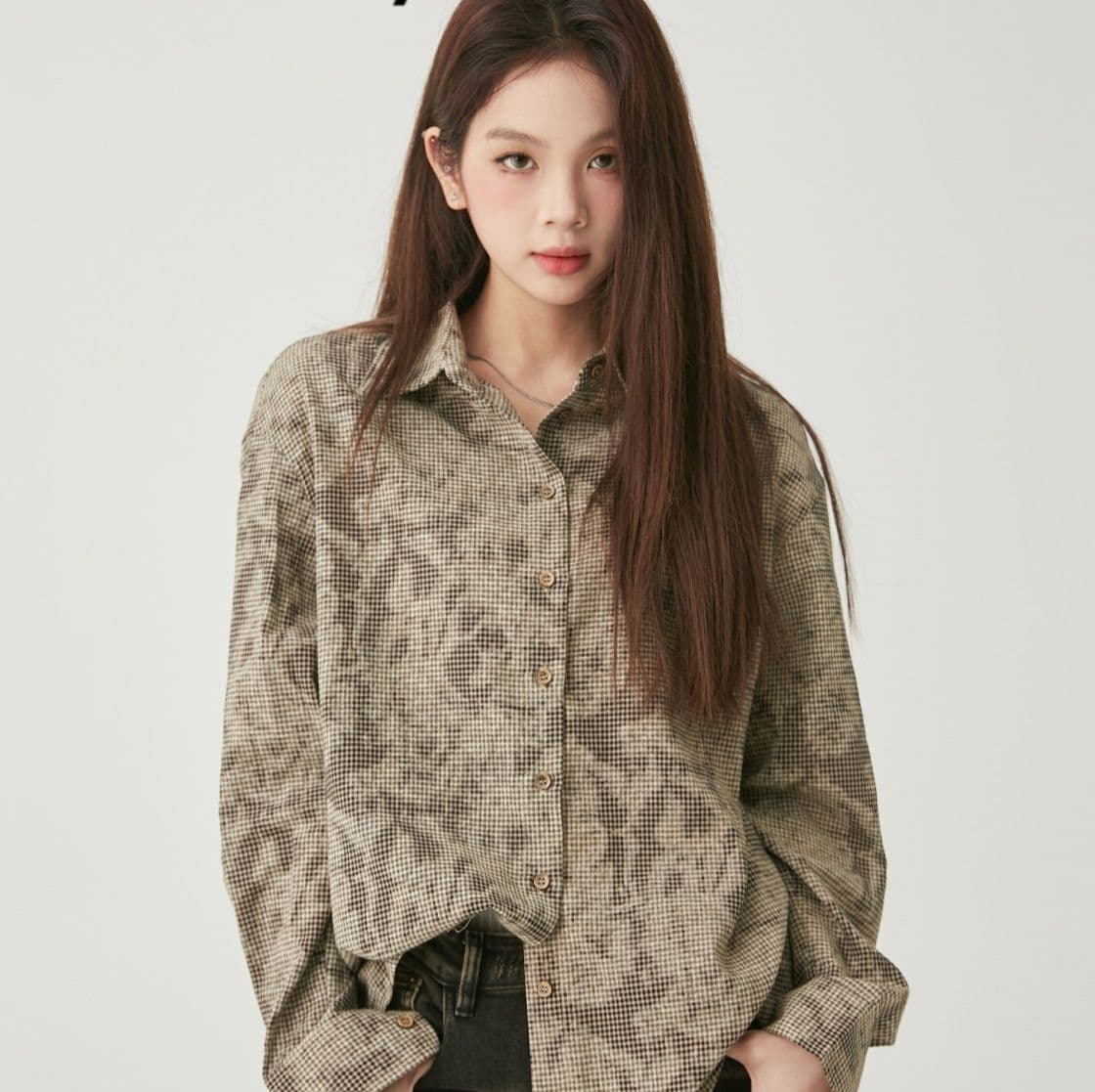 柄シャツ 柄シャツ 格子柄アンティーク風ゆったりシャツ