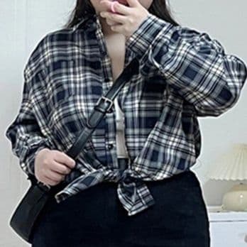 柄シャツ クラシック格子オーバーシャツ