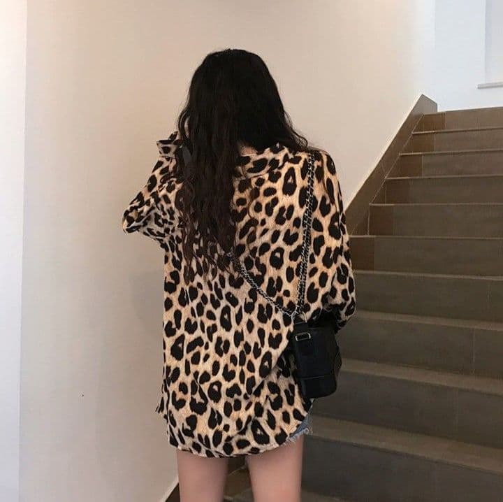 柄シャツ 柄シャツ 野性の輝き ヒョウ柄ゆったりシャツ