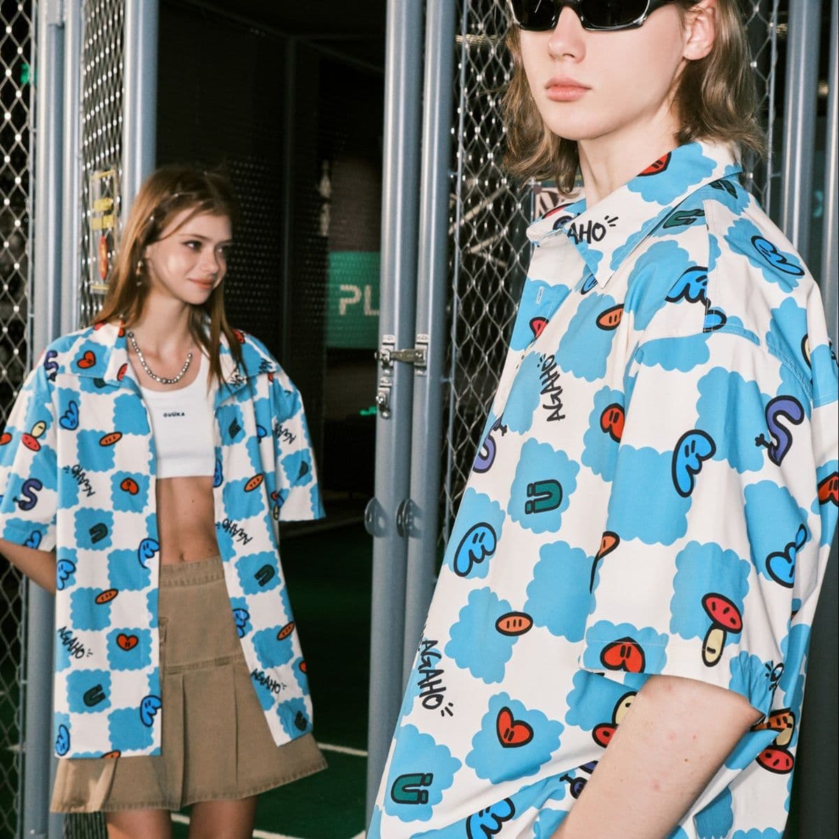 柄シャツ 空模様のポップアート総柄シャツ