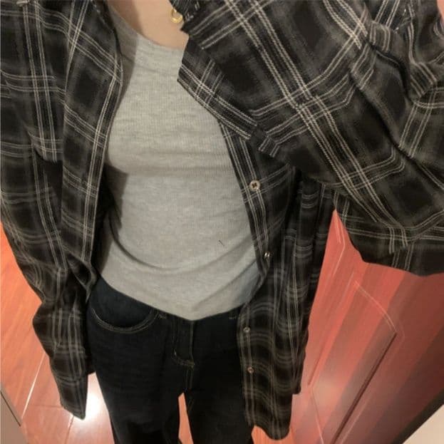 柄シャツ 柄シャツ 格子模様くつろぎシャツ