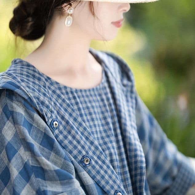 柄シャツ 自然な風合い ゆったりチェック柄シャツ