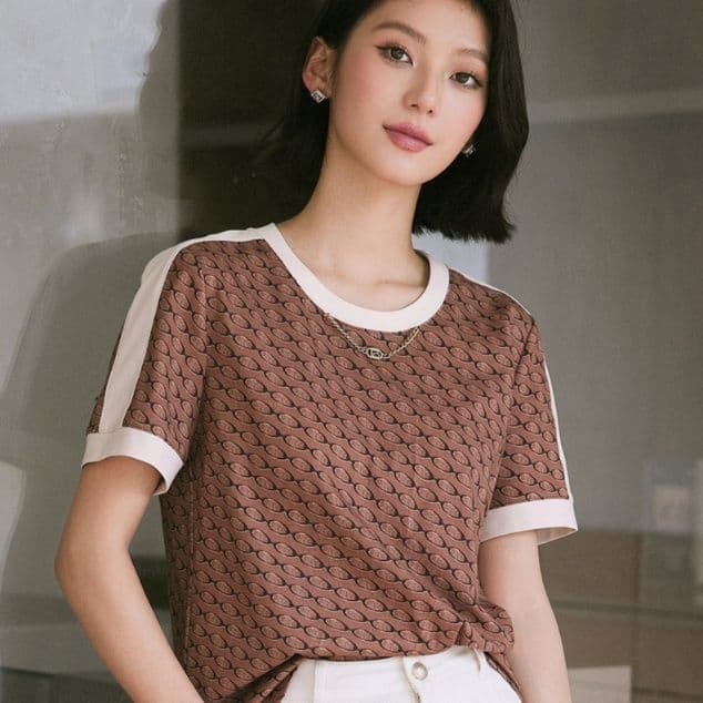 柄シャツ 柄シャツ 優雅なリング模様の上質Tシャツ