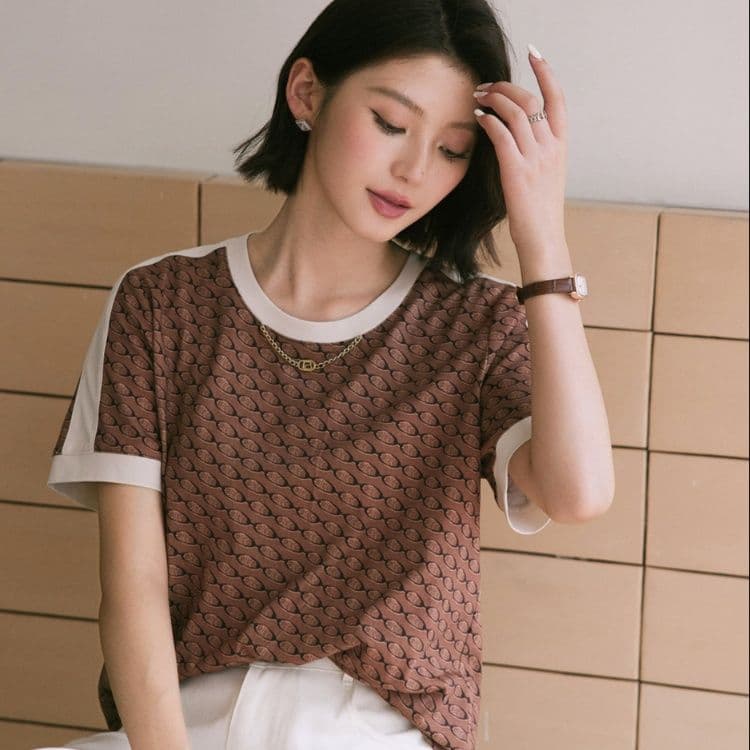 柄シャツ 柄シャツ 優雅なリング模様の上質Tシャツ