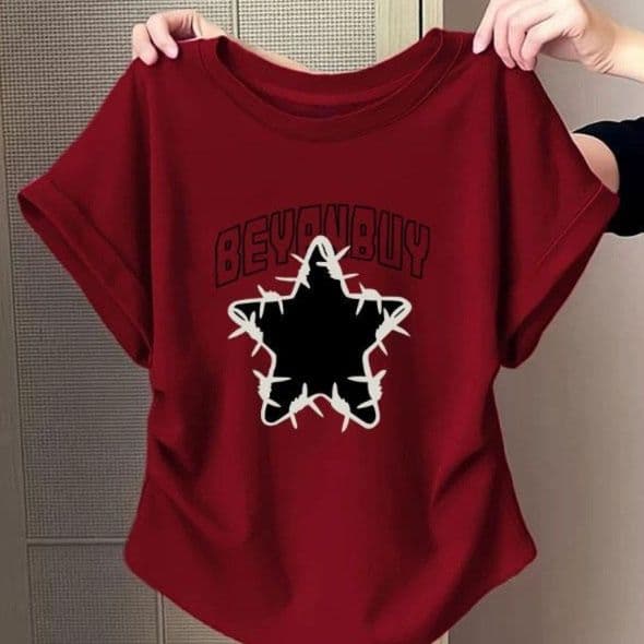 柄シャツ 柄シャツ 星型プリント ゆったりシルエット 半袖