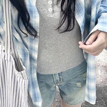 柄シャツ 柄シャツ 爽やか格子模様ゆったりシャツ