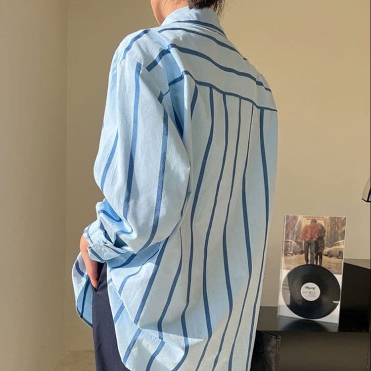 柄シャツ 柄シャツ 清涼ストライプ レギュラーシャツ