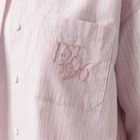 柄シャツ ストライプ調ゆったりチェック柄シャツ