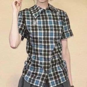 柄シャツ 柄シャツ 爽やか格子模様 半袖シャツ
