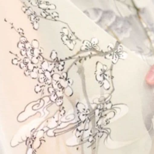 柄シャツ 桜花と蓮の印象画バルーンシャツ