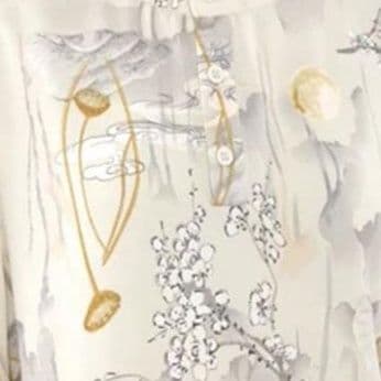柄シャツ 桜花と蓮の印象画バルーンシャツ