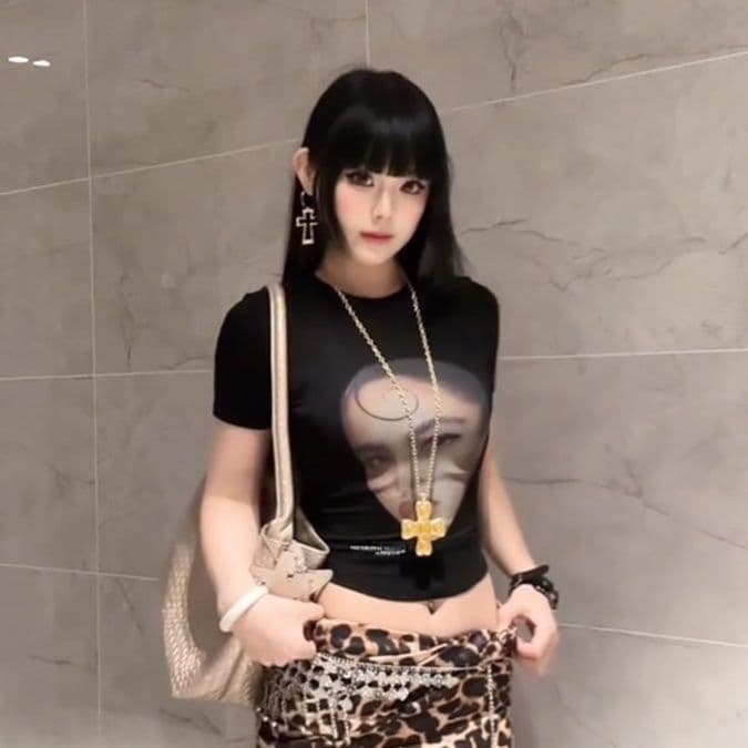 柄シャツ アートプリント半袖シャツ