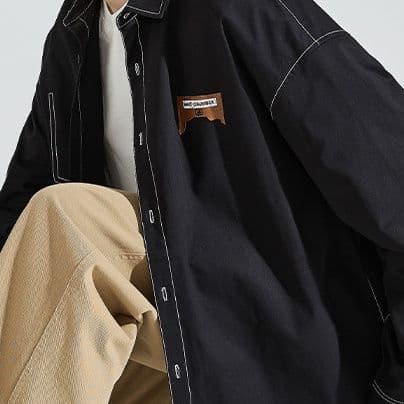 柄シャツ ステッチ際立つワークシャツ