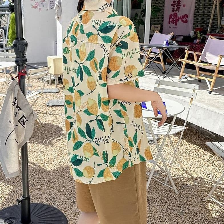 柄シャツ 果実の詩 半袖シャツ