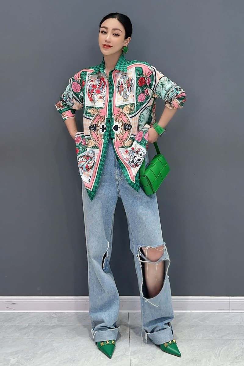 柄シャツ トランプ花札混在柄シャツ