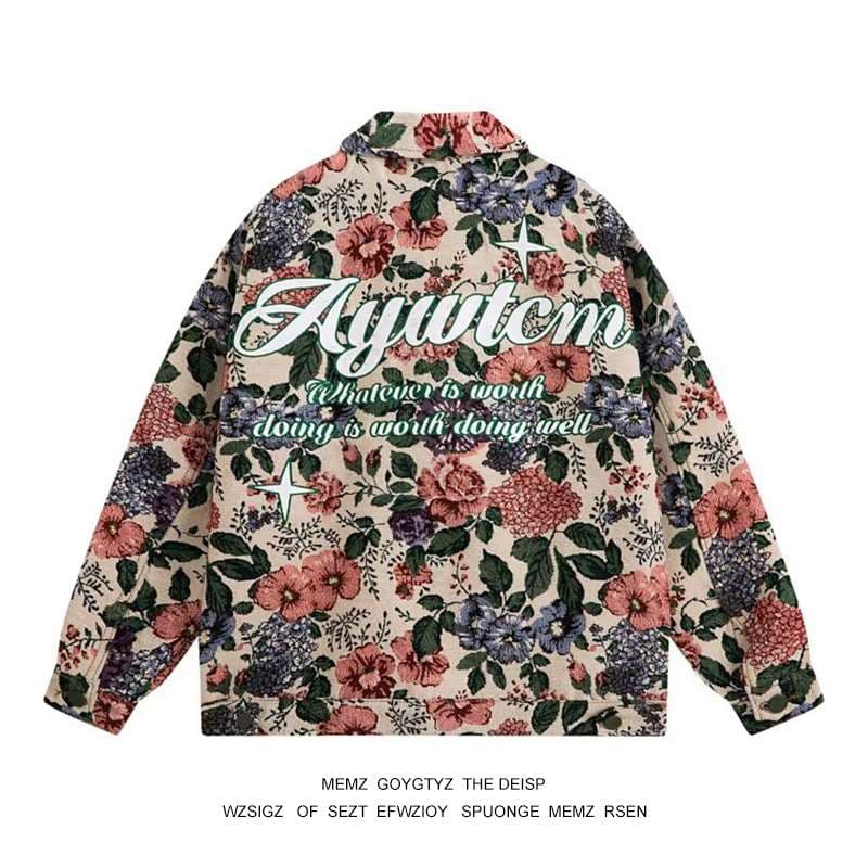 柄シャツ 優雅な花園ワークジャケット