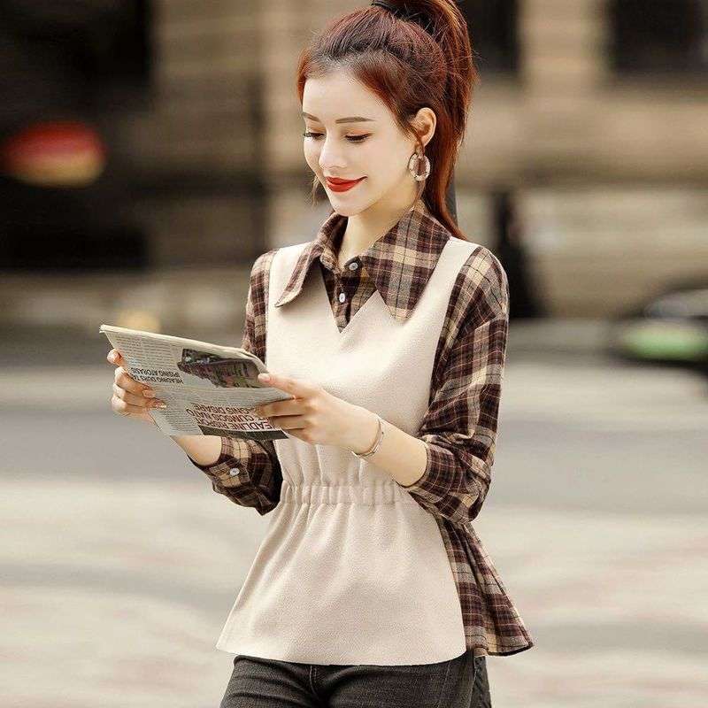 チェック柄シャツ レトロ調チェック柄レイヤードシャツ