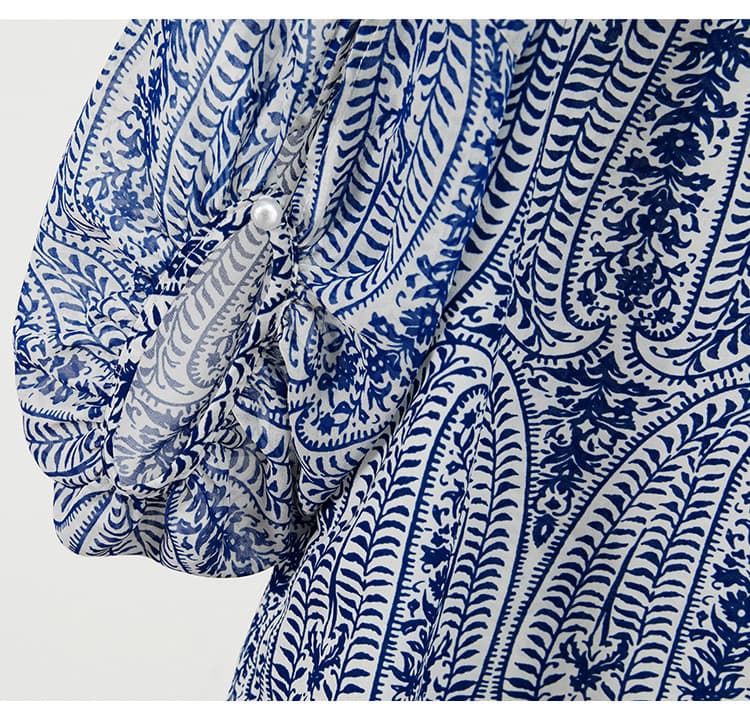 柄シャツ 柄シャツ 優美な草花模様のシースルーブラウス