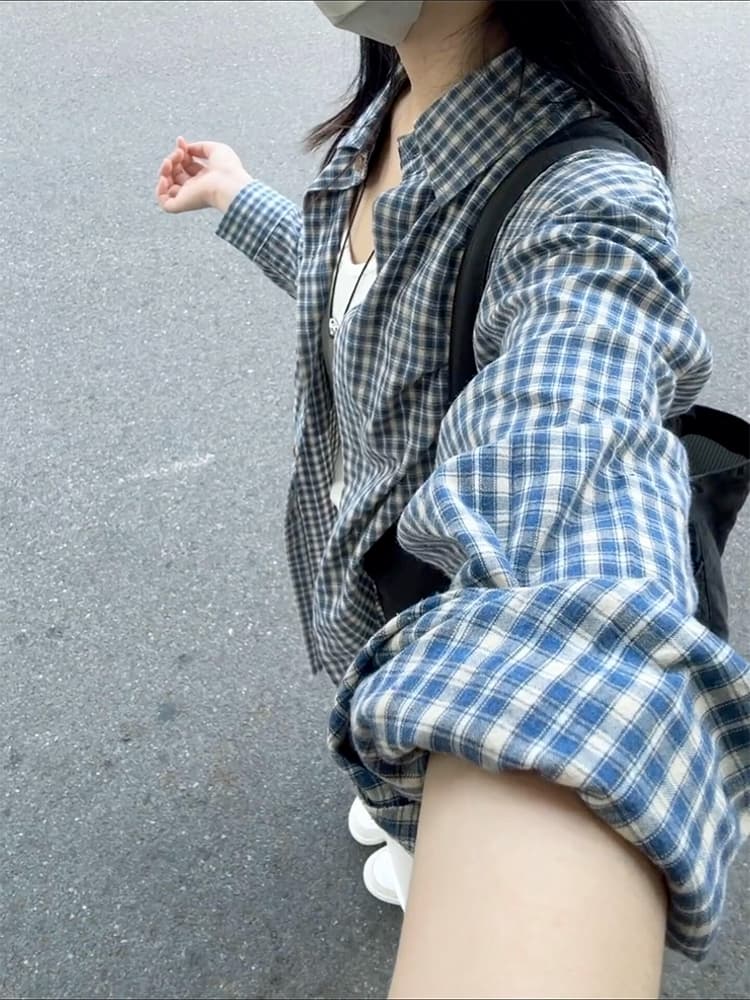 柄シャツ 柄シャツ 格子柄クラシック長袖シャツ