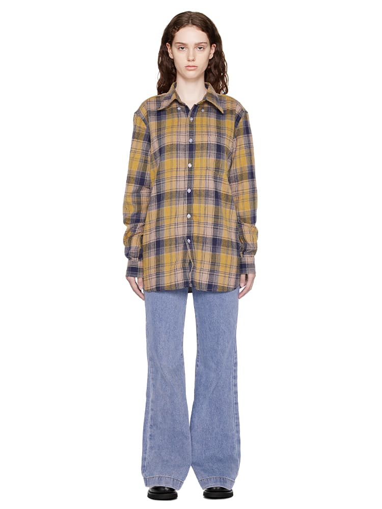 柄シャツ ゆったりシルエット格子柄シャツ