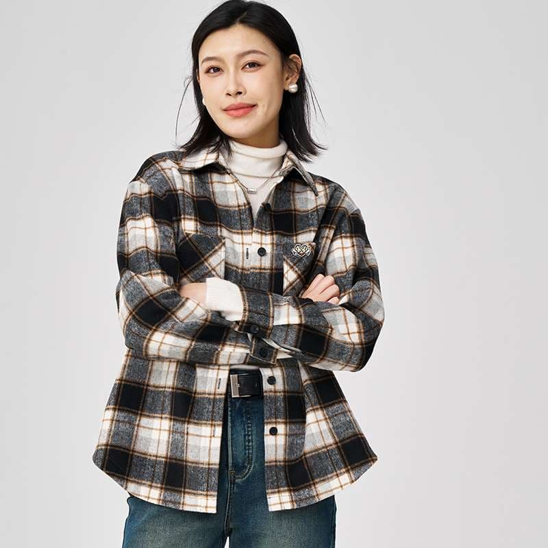 チェック柄シャツ ゆったりシルエットの温もり感じる起毛シャツ