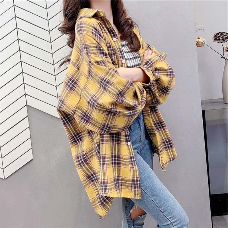 チェック柄シャツ ゆったりチェック柄 オーバーサイズシャツ